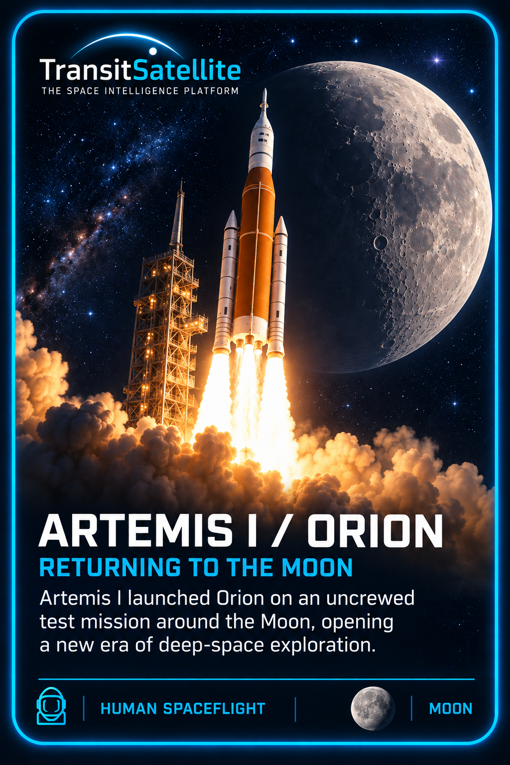 Artemis I / Orion TransitSatellite mission card