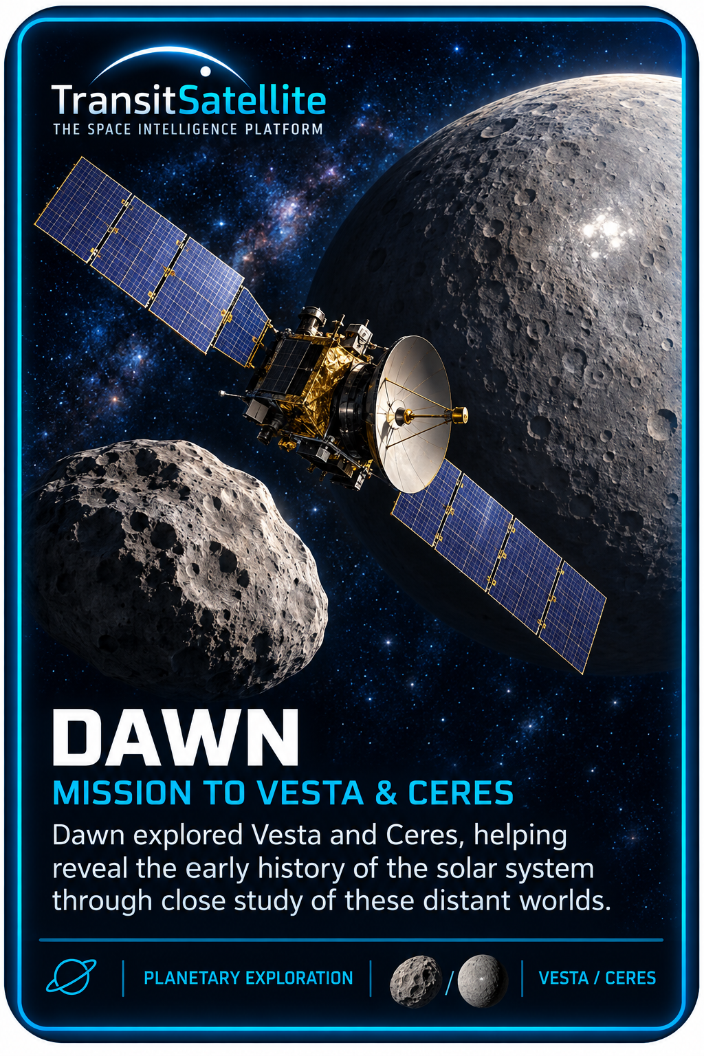 Dawn TransitSatellite mission card