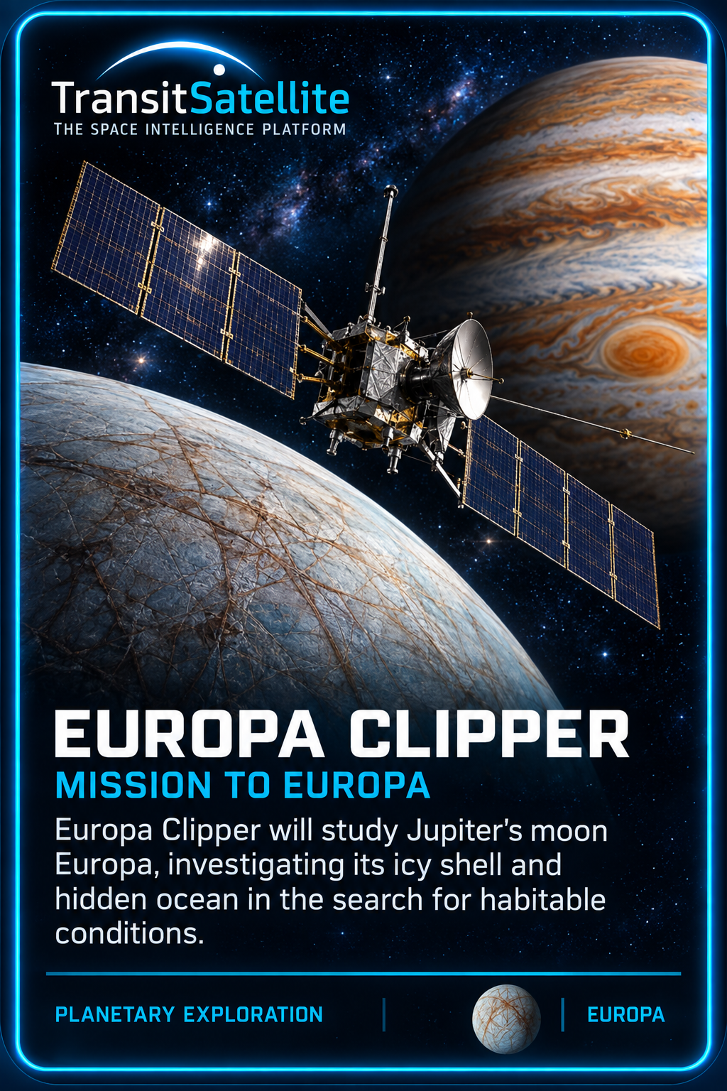 Europa Clipper TransitSatellite mission card