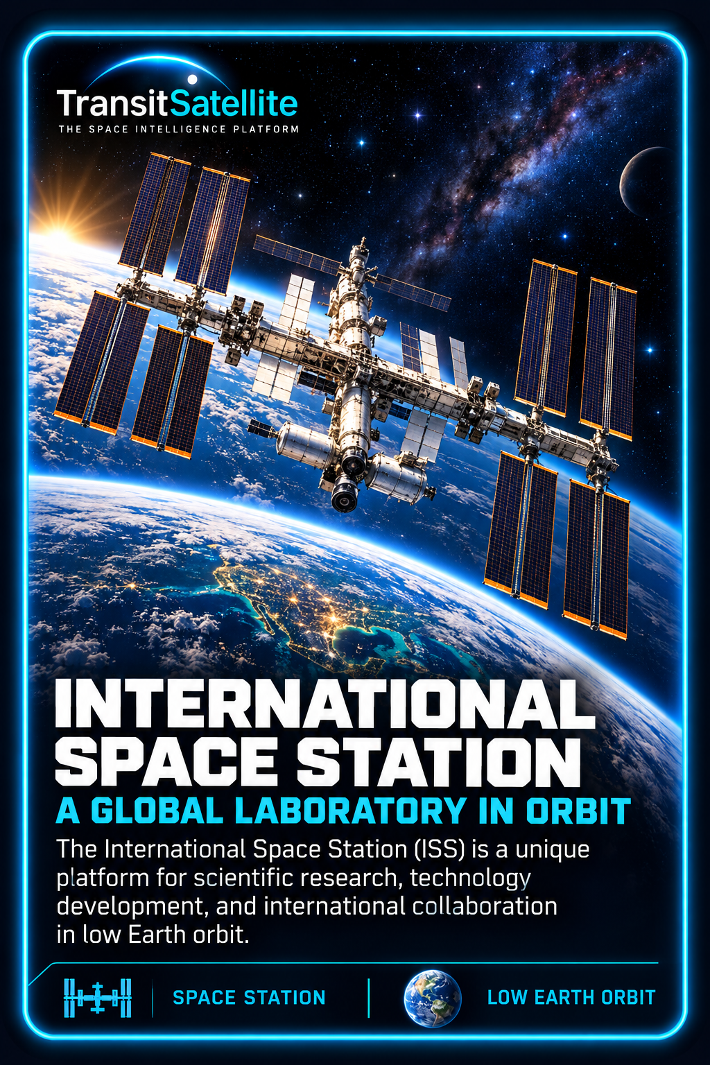 Editorial exploded illustration of the International Space Station, not a retail model-kit photograph
