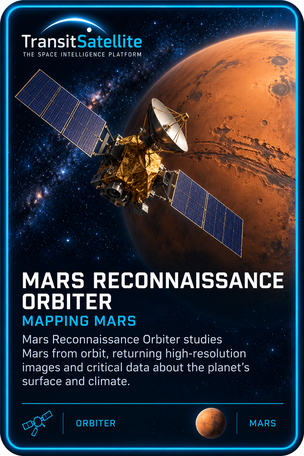 Mars Reconnaissance Orbiter TransitSatellite mission card