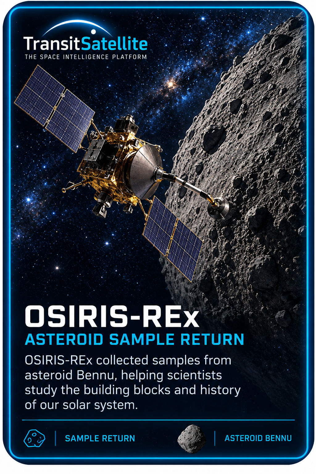 OSIRIS-REx TransitSatellite mission card