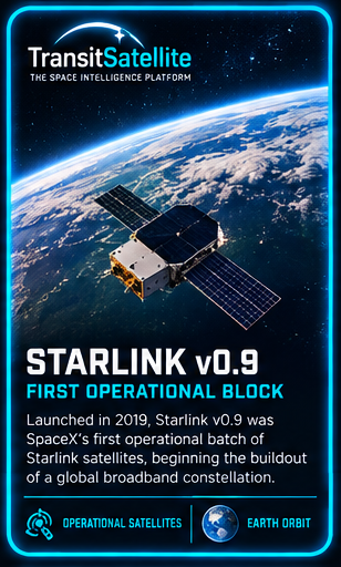 Starlink v0.9 TransitSatellite mission card