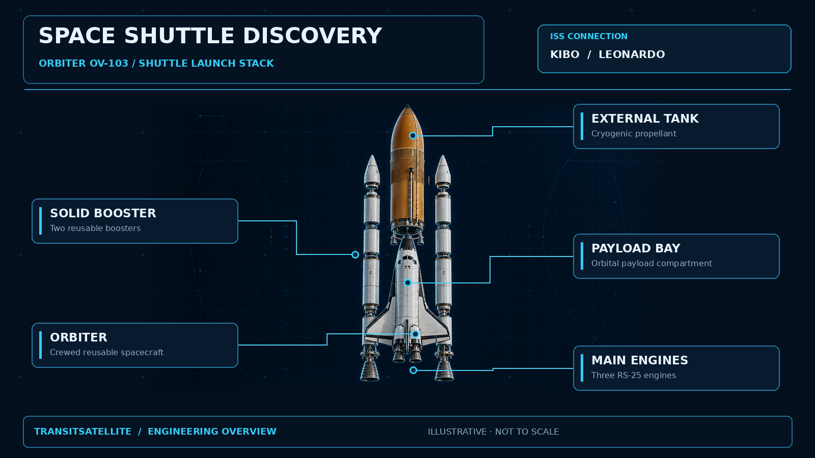Interactive engineering schematic of Space Shuttle Discovery